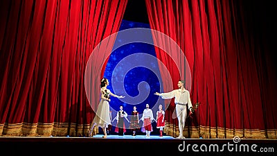 Actors on the stage of Wroclaw Opera House Editorial Stock Photo