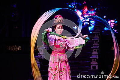 Actress performing Sichuan Long sleeve dance Editorial Stock Photo