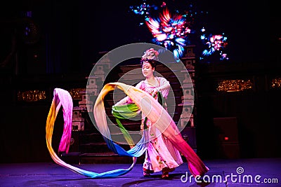 Actress performing Sichuan Long sleeve dance Editorial Stock Photo