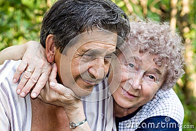 Actual gladness of elderly people Stock Photo