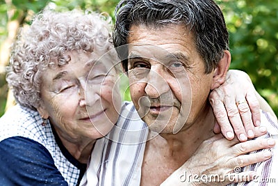 Actual gladness of elderly people Stock Photo