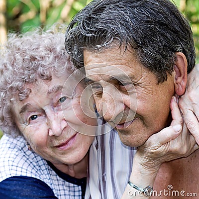 Actual gladness of elderly people Stock Photo