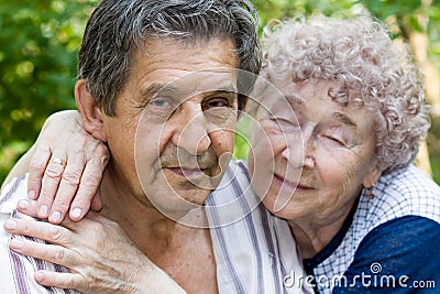 Actual gladness of elderly people Stock Photo