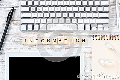 Actual information concept with letters on cubes Stock Photo