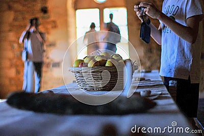 Actual photo shoot in the Castle of Guedelon, in France Stock Photo