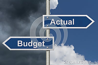 Actual versus what was budgeted Stock Photo