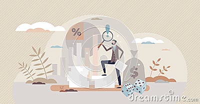 Actuary work to measure and predict risk or uncertainty tiny person concept Vector Illustration
