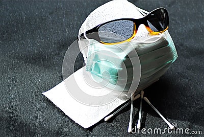 Actuell important things for daily life like toiletpaper and facemask Stock Photo