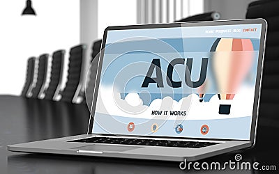 ACU on Laptop in Meeting Room. 3D. Stock Photo