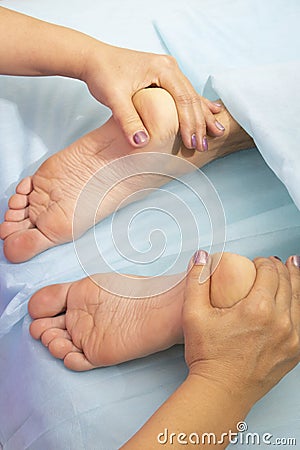 Acupressure, reflexology. Natural medicine, reflexology, acupressure heel massage oppresses energy flow points Stock Photo