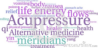 Acupressure Word Cloud Vector Illustration