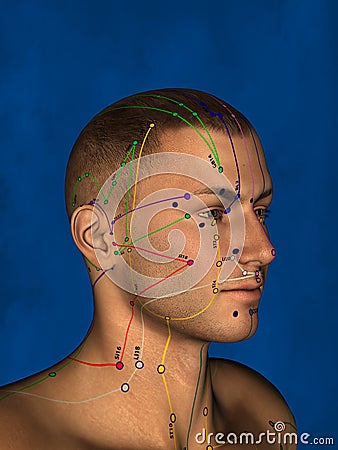 Acupuncture, 3D Model Stock Photo