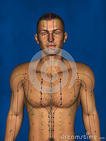 Acupuncture, 3D Model Stock Photo