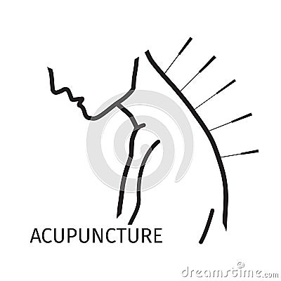 Acupuncture logo icon in line style. Vector Illustration