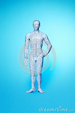 Acupuncture Man Meridian Points Stock Photo