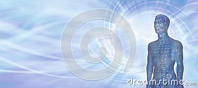 Acupuncture Model Energy Meridians Message Banner Stock Photo