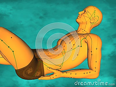 Acupuncture model M-POSE FBHM-402-11, 3D Model Stock Photo