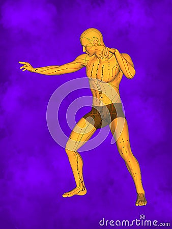 Acupuncture model M-POSE Ma-s-12-9, 3D Model Stock Photo