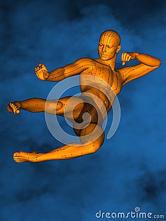 Acupuncture model M-POSE Vfm-1-1, 3D Model Stock Photo