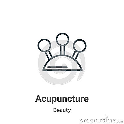 Acupuncture outline vector icon. Thin line black acupuncture icon, flat vector simple element illustration from editable beauty Vector Illustration