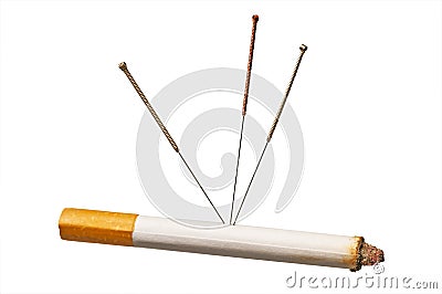 Acupuncture to stop smoking Stock Photo