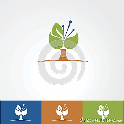 Acupuncture traditional clinic with organic leaf logo vector, icon, element, and template for company Vector Illustration