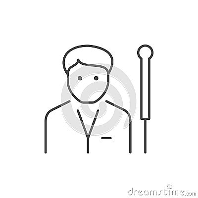 Acupuncturist with needle line icon Vector Illustration