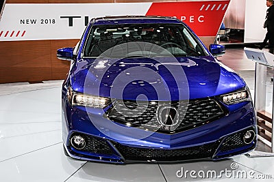 Acura TLX shown at the New York International Auto Show 2017 Editorial Stock Photo