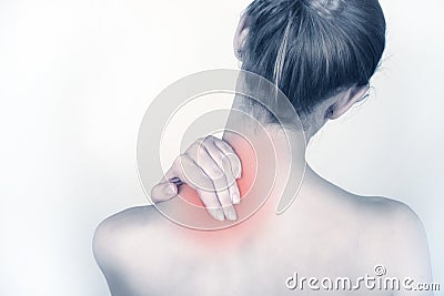 Acute neck pain Stock Photo