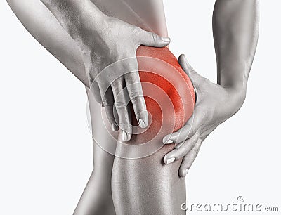 Acute pain in knee Stock Photo