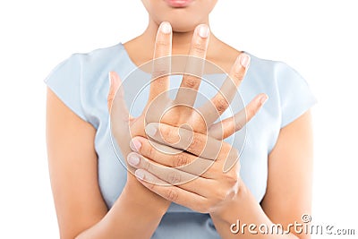 Acute pain in a women wrist Stock Photo