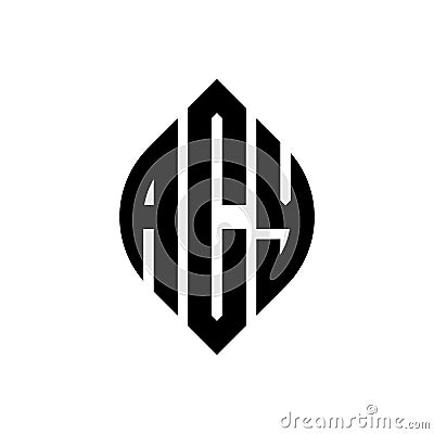 ACY circle letter logo design with circle and ellipse shape. ACY ellipse letters with typographic style. The three initials form a Vector Illustration