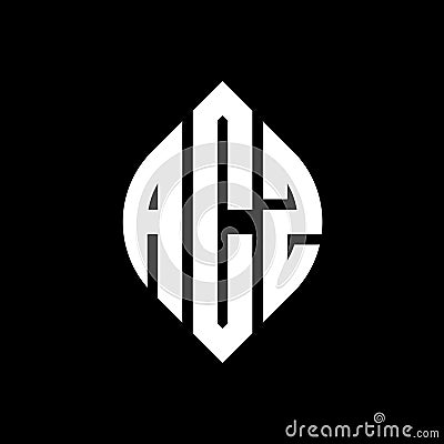 ACZ circle letter logo design with circle and ellipse shape. ACZ ellipse letters with typographic style. The three initials form a Vector Illustration