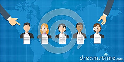 Ad hoc selected special team of people group employee selection recruitment world online Vector Illustration