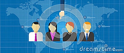 Ad hoc selected special team of people group employee selection recruitment world online Vector Illustration