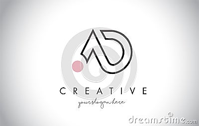 AD Letter Logo Design with Creative Modern Trendy Typography Vector Illustration