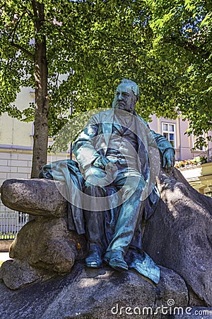 Adalbert Stifter statue in Linz, Austria Stock Photo