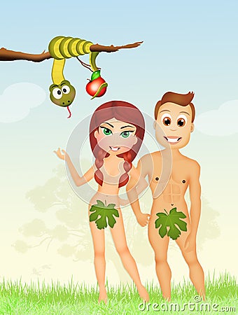 Adam and Eve in the Eden Stock Photo