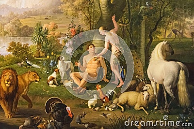 adam and eve in the garden of eden Editorial Stock Photo