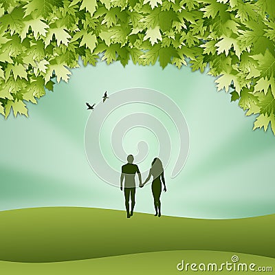 Adam and Eve silhouette in the creation Stock Photo