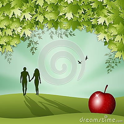 Adam and Eve silhouette in the creation Stock Photo