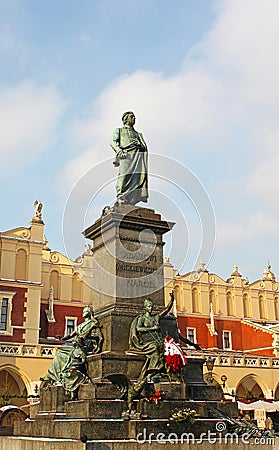 Adam Mickiewicz Monument in Krakow Stock Photo