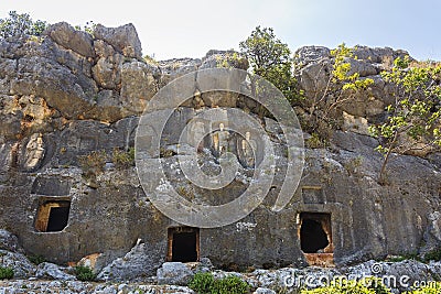 Adamkayalar,literally `man-rocks`,Mersin,Turkey Stock Photo