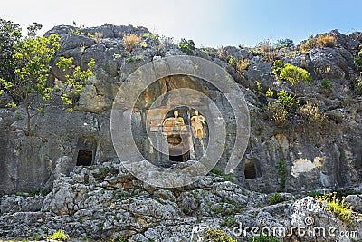 Adamkayalar, literally `man-rocks`,Mersin,Turkey Stock Photo