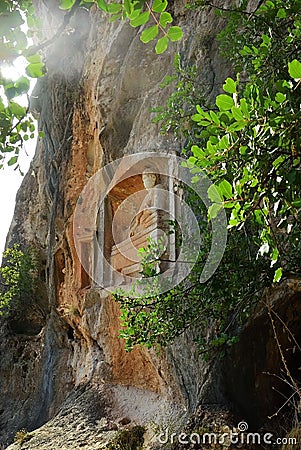 Adamkayalar - rock carved figures. Turkey Stock Photo