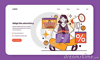 Adapt the advertising web banner or landing page. Effective marketing strategy Vector Illustration