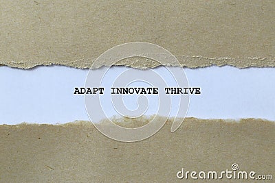 adapt innovate thrive on white paper Stock Photo