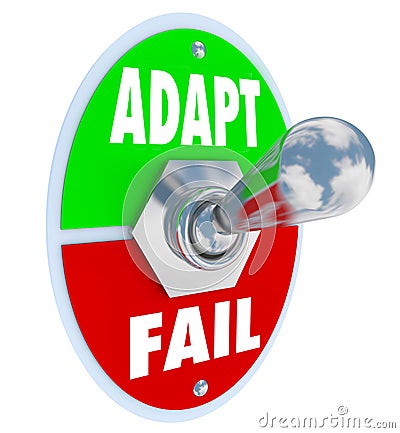 Adapt Vs Fail Words Toggle Switch Success Life Career Change Stock Photo