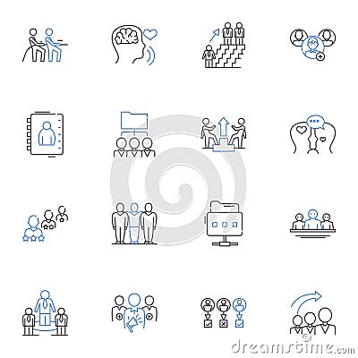 Adaptability flexibility line icons collection. Versatility, Resourcefulness, Resilience, Adjustability, Accommodation Vector Illustration