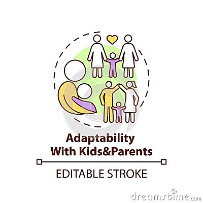 Adaptability with kids and parents concept icon Vector Illustration